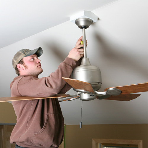 Attach electrical box in ceiling fan